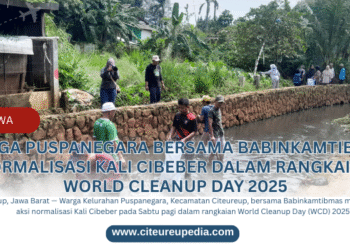 Warga Puspanegara Bersama Babinkamtibmas Normalisasi Kali Cibeber dalam Rangkaian World Cleanup Day 2025
